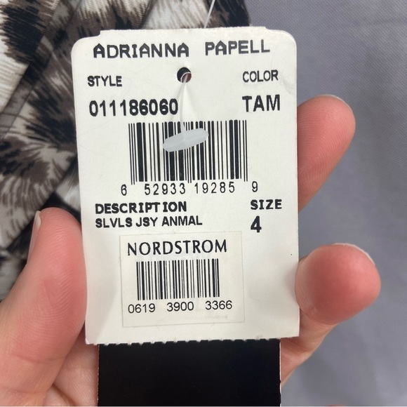 Adrianna Papell Sleeveless Jersey Leopard Print Pleated Sheath Dress Size 4 NWT - Picture 3 of 9